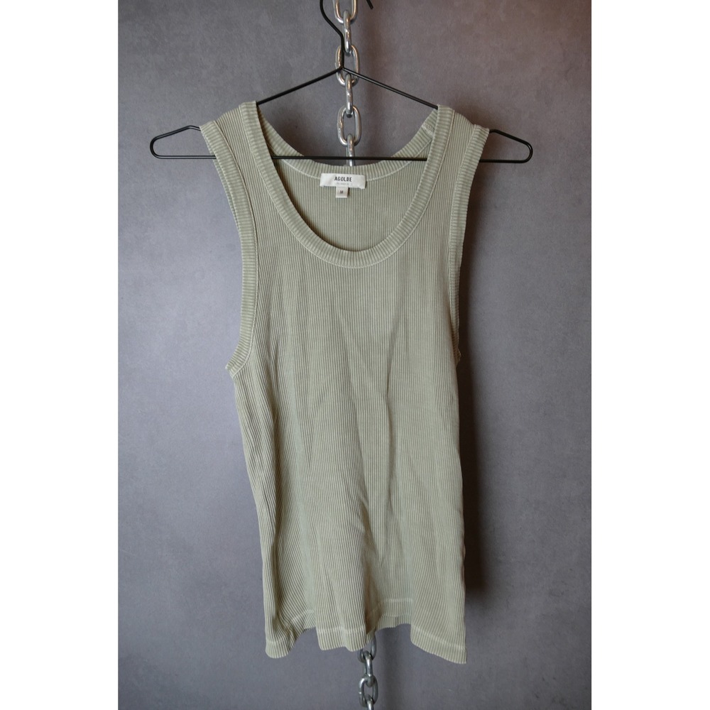 AGOLDE Poppy Tank Sage Green Ribbed‎ Organic Cotton Lyocell Top A7056F-1260 Sz M